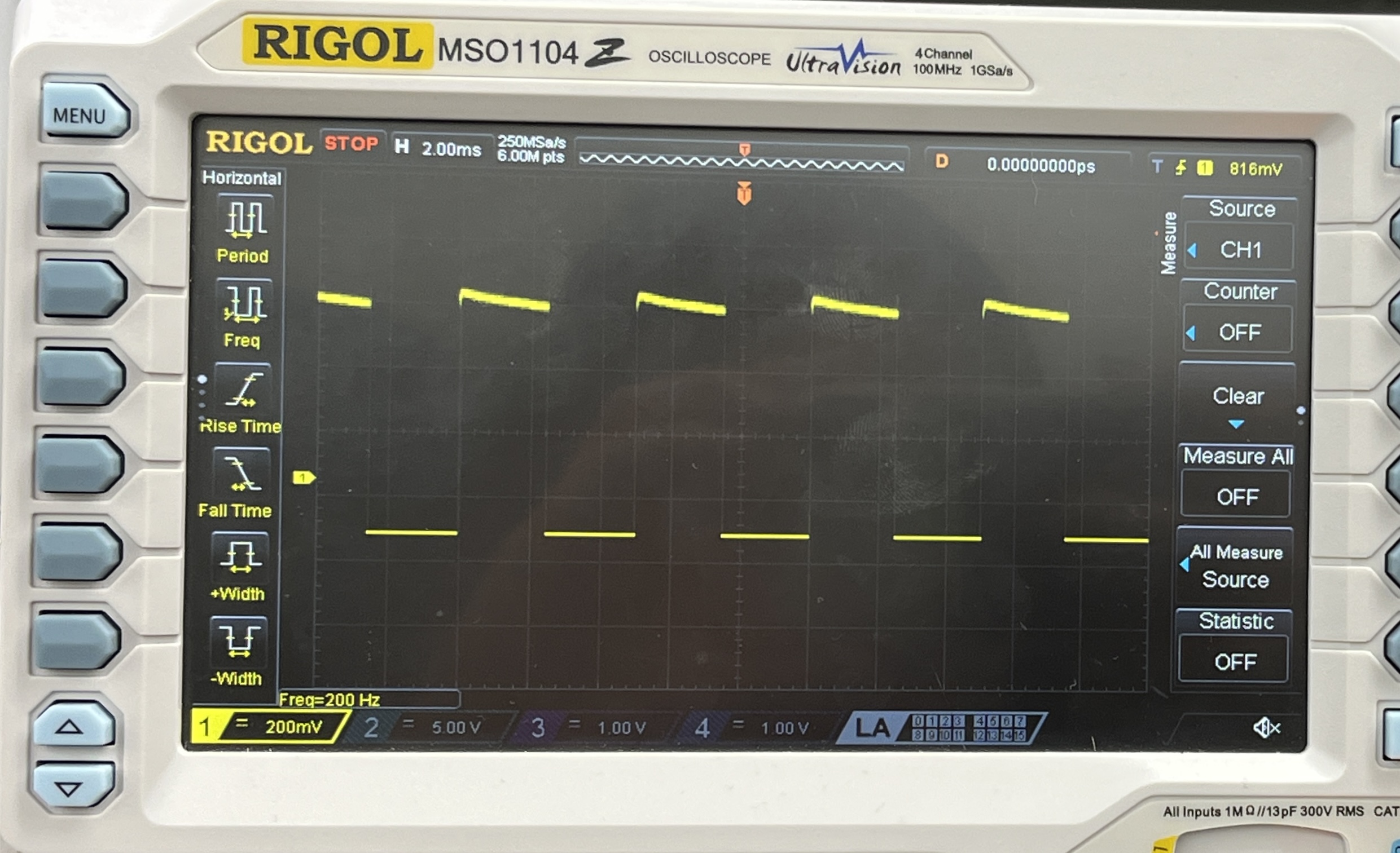 Figure 6: This image shows the oscilloscope trace for the 200 Hz input.